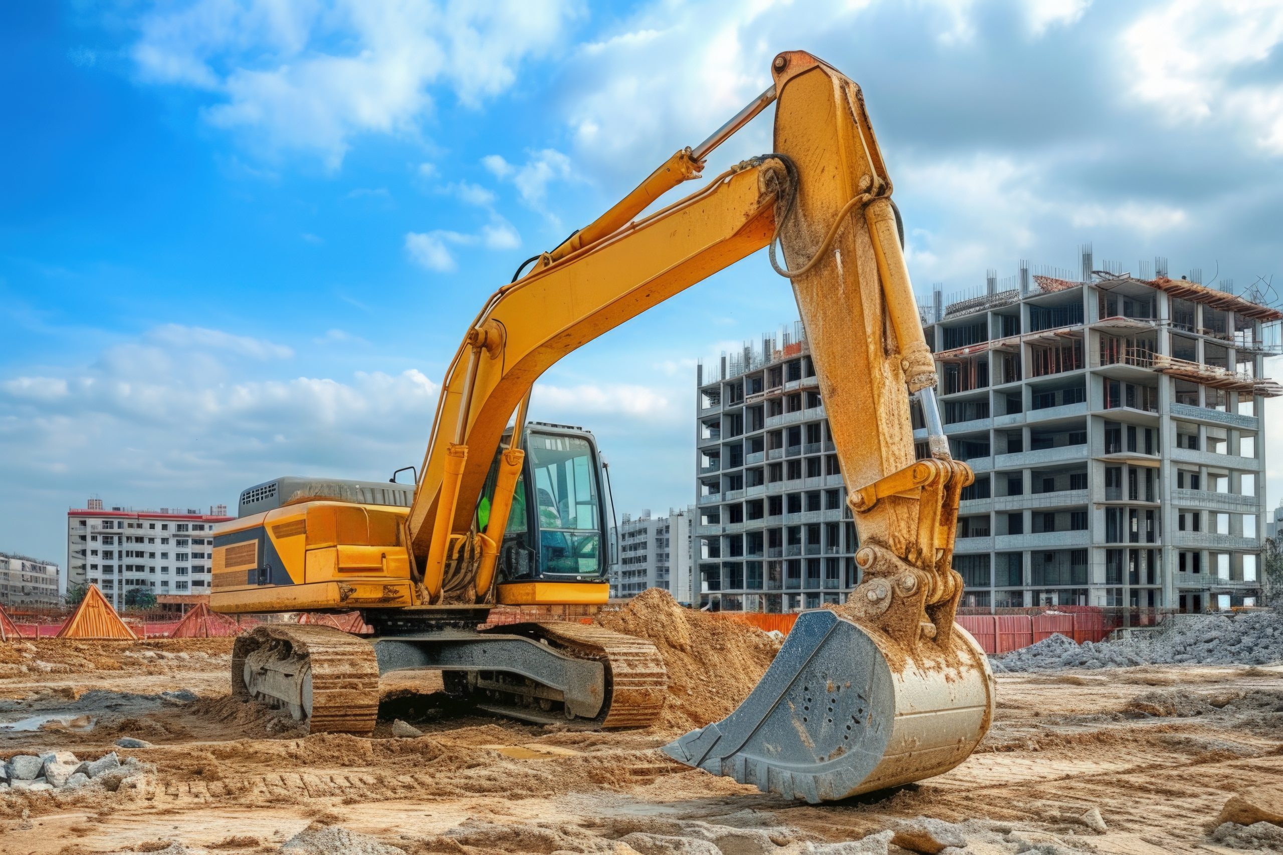 scene construction site with equipment